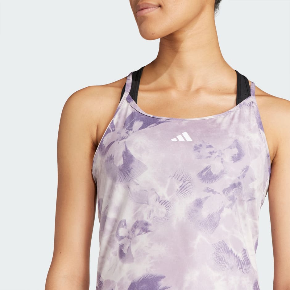 Train Essentials AOP Flower Tie-Dye Tank Top