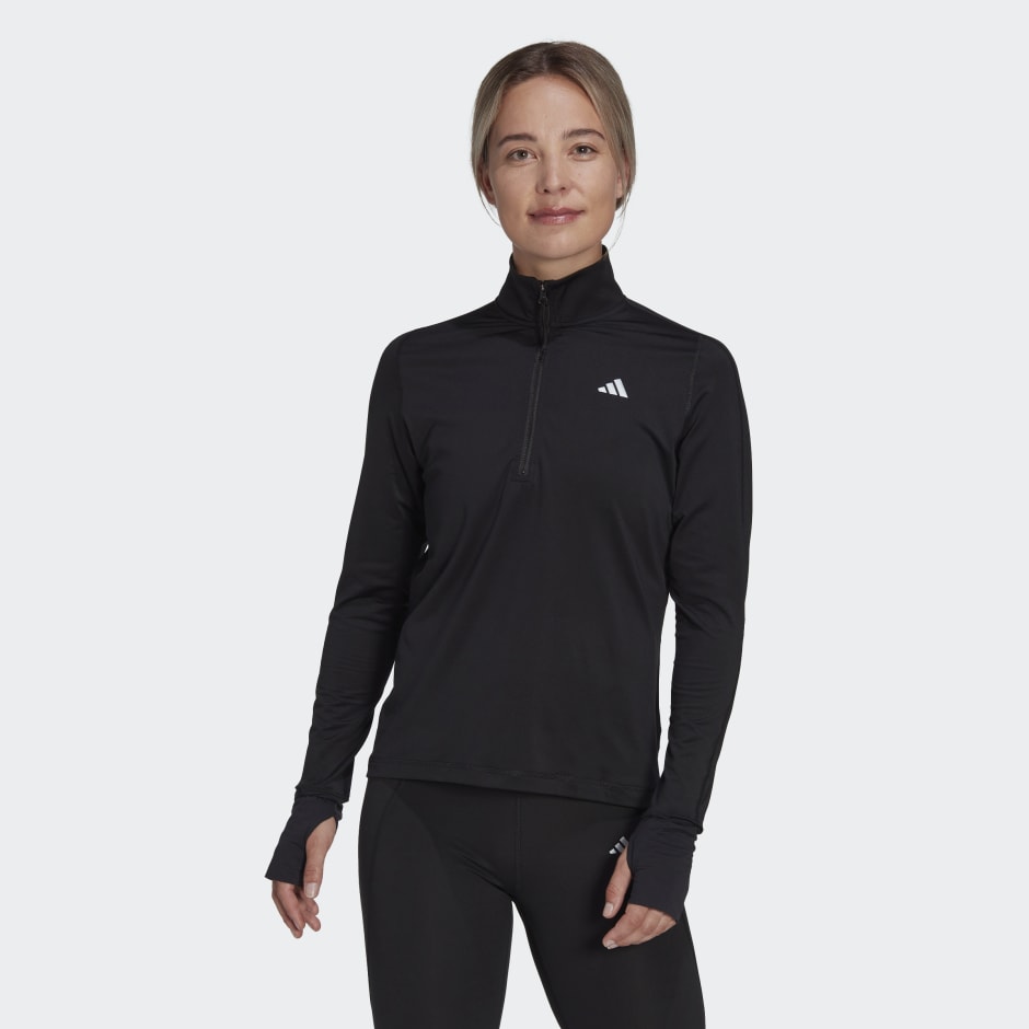 All products - Fast Running Half-Zip Long Sleeve Top - Black | adidas Egypt