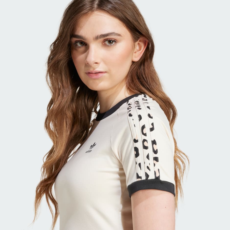 Tricou cu 3 dungi și imprimeu leopard