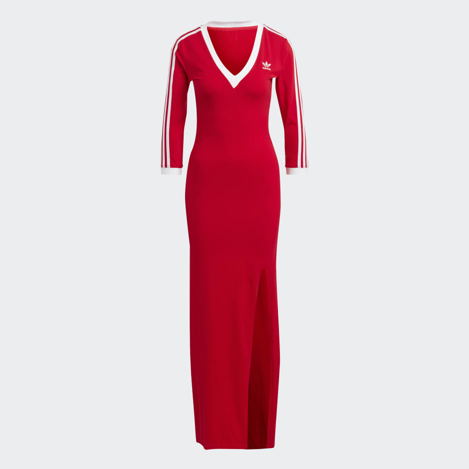 adidas Adicolor Classics 3-Stripes Maxi Dress - Red | adidas TZ