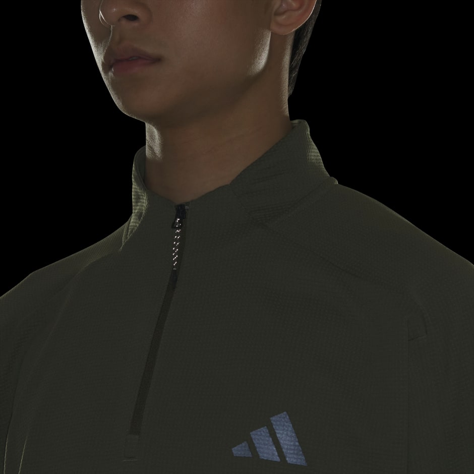 現代科技華夫格半幅拉鍊圓領汗衫