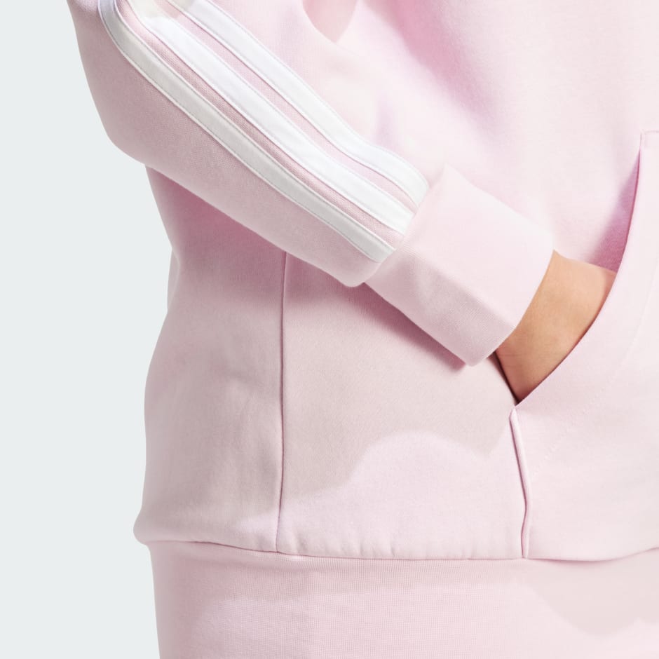 Majica s kapuljačom od flisa s tri pruge i patentnim zatvaračem cijelom duljinom (veće veličine) Essentials