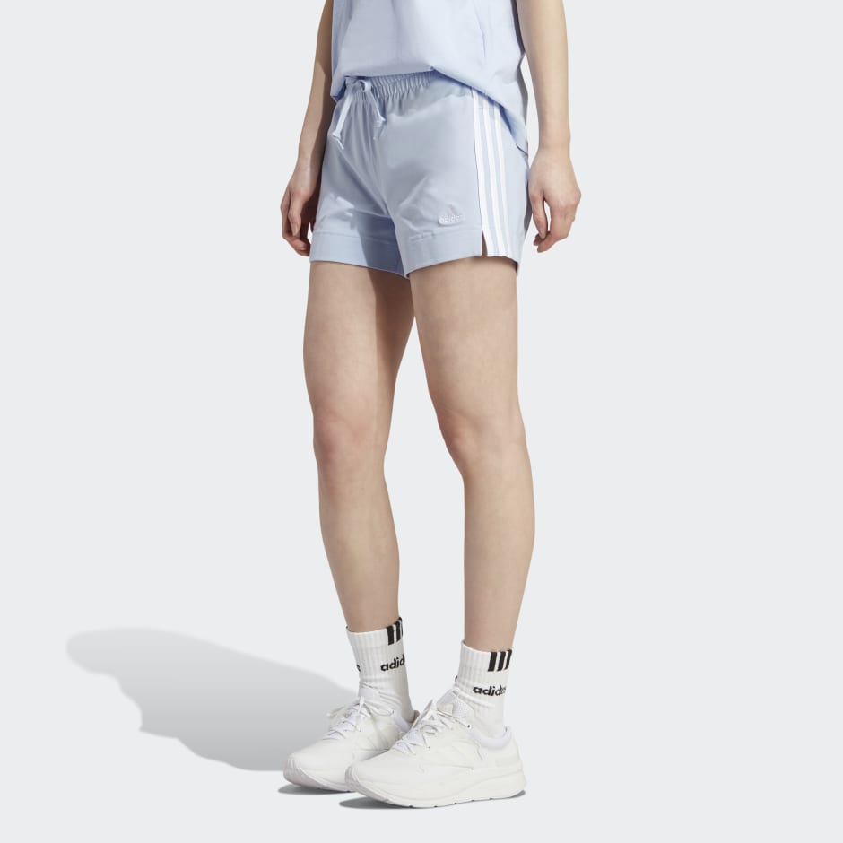 Livlig Velsigne uddybe Women's Clothing - Essentials Slim 3-Stripes Shorts - Blue | adidas Saudi  Arabia