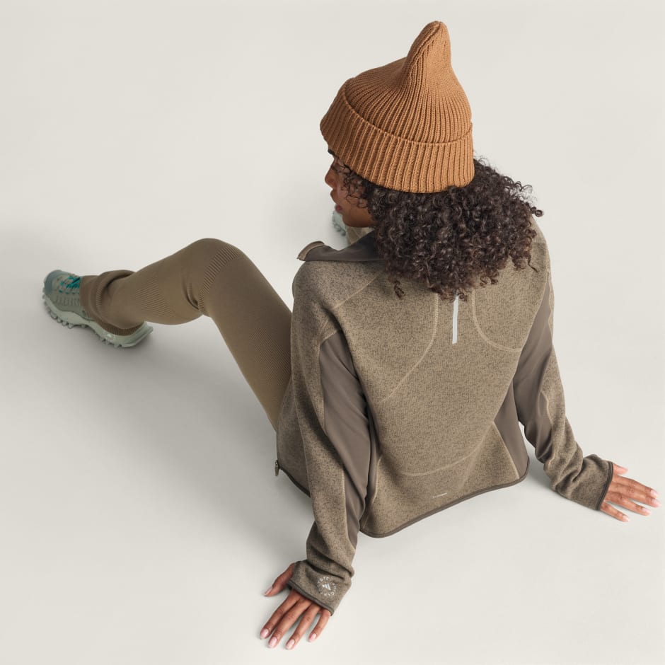 Strat intermediar de alergare adidas by Stella McCartney CLIMAWARM cu fermoar de sus p&acirc;nă jos