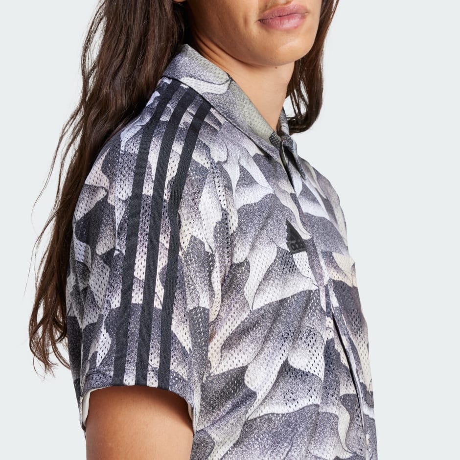 Tiro Allover Print Mesh Resort Shirt