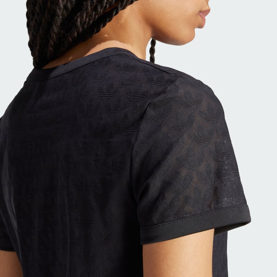 Fashion Monogram Lace Cropped Tee