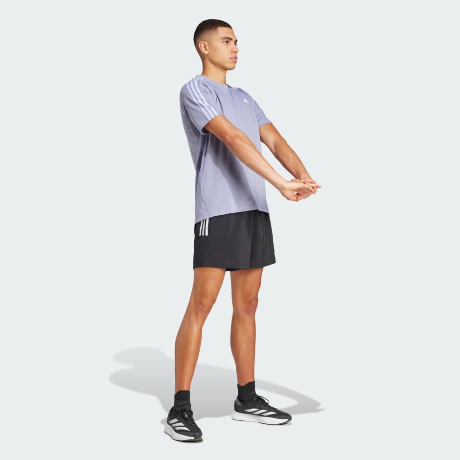adidas Own the Run 3-Stripes Tee - Purple | adidas LK