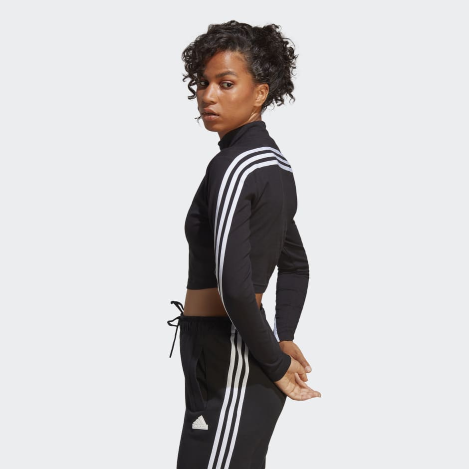 Clothing - Future Icons 3-Stripes Mock Neck Top - Black | adidas Israel