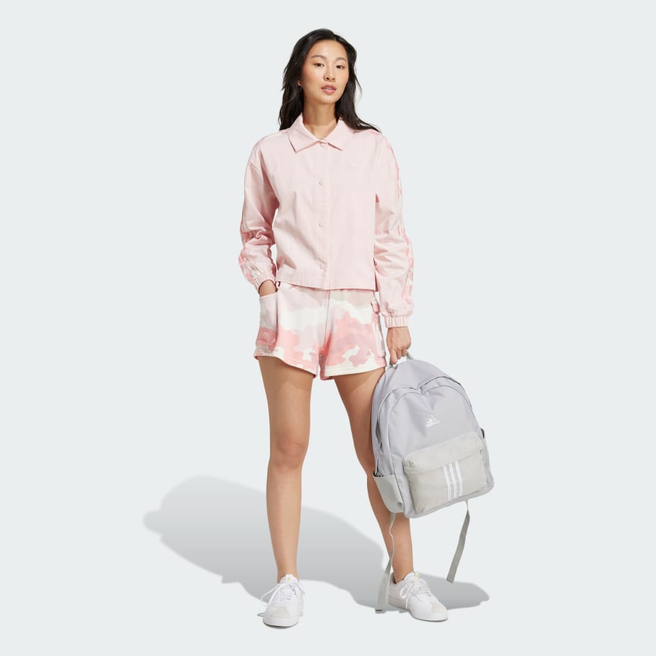 Essentials Camo Printed 3-Stripes Twill Coach Jacket