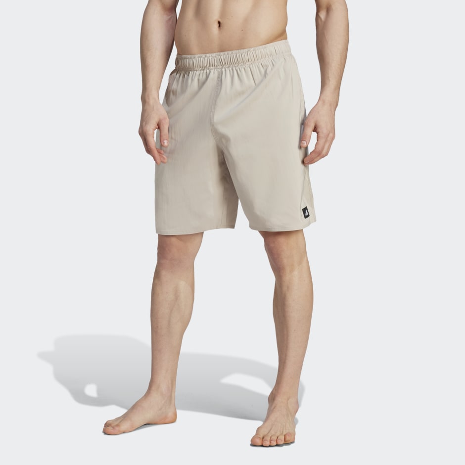 adidas Solid CLX Classic-Length Swim Shorts - Beige | adidas LK