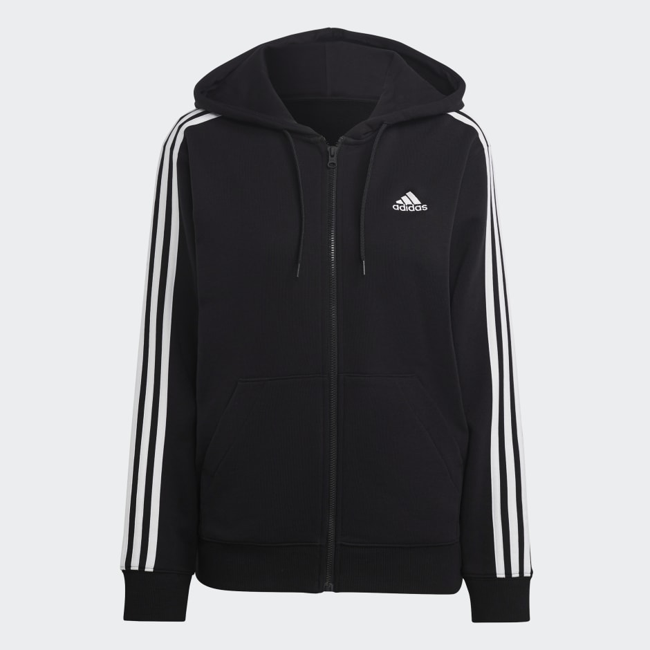 Essentials 3-Stripes French Terry Regular Full-Zip Hoodie image number null