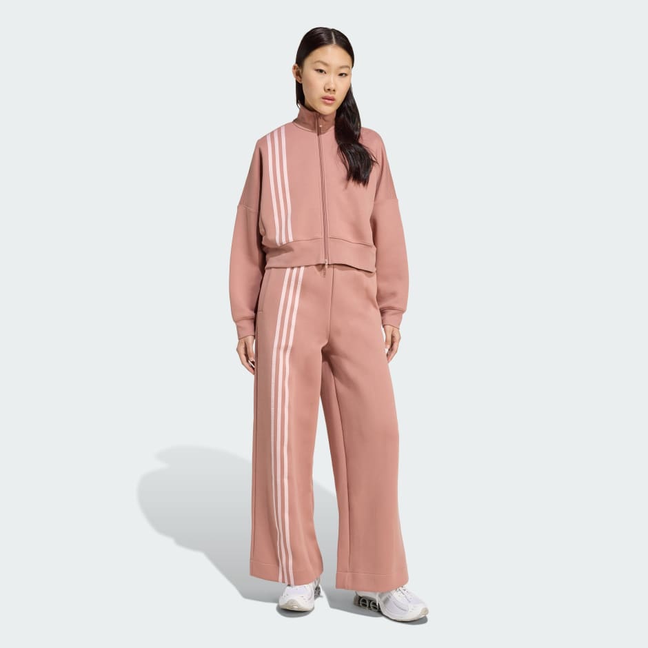CLOTHING - Off Placed 3-Stripes Zip Up - Pink | adidas Oman