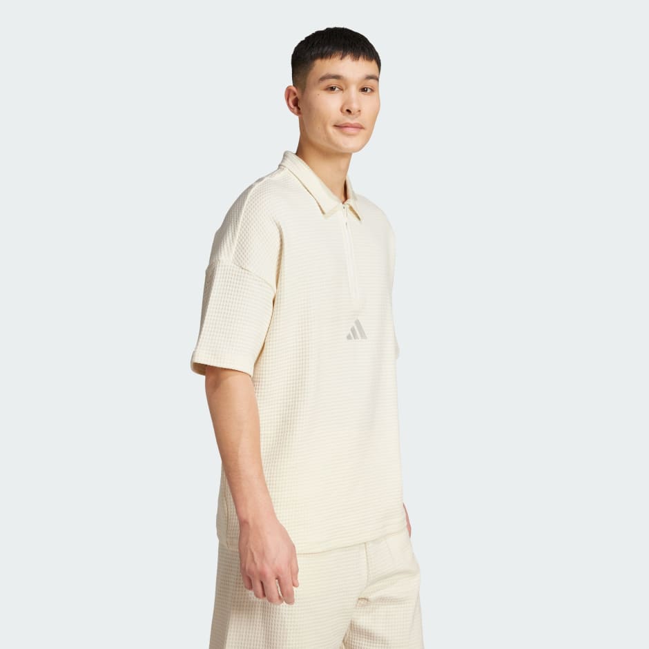 トップス adidas WAFFLE SHORT SLEEVE POLO adidas originals Adicolor Classics Waffle Polo Shirt 'Clay