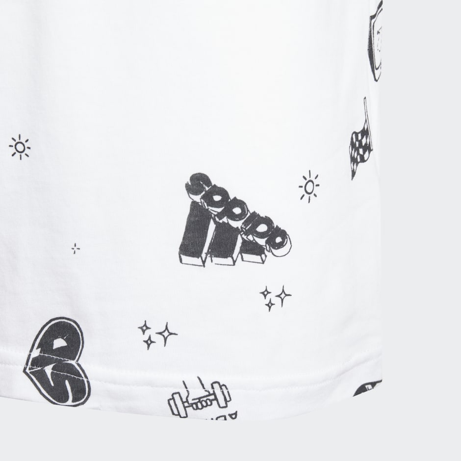 adidas Brand Love Allover Print Tee Kids - White | adidas KE