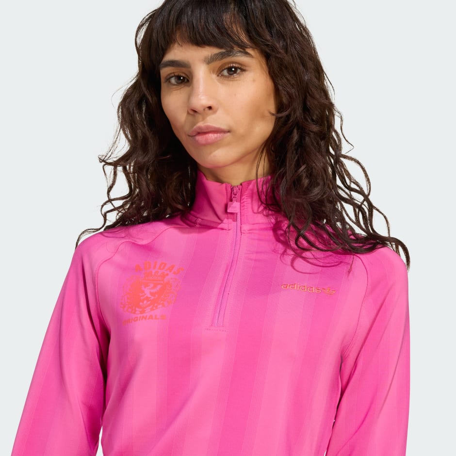 Bluză cu fermoar scurt, cu imprimeu de fotbal și m&acirc;necă lungă