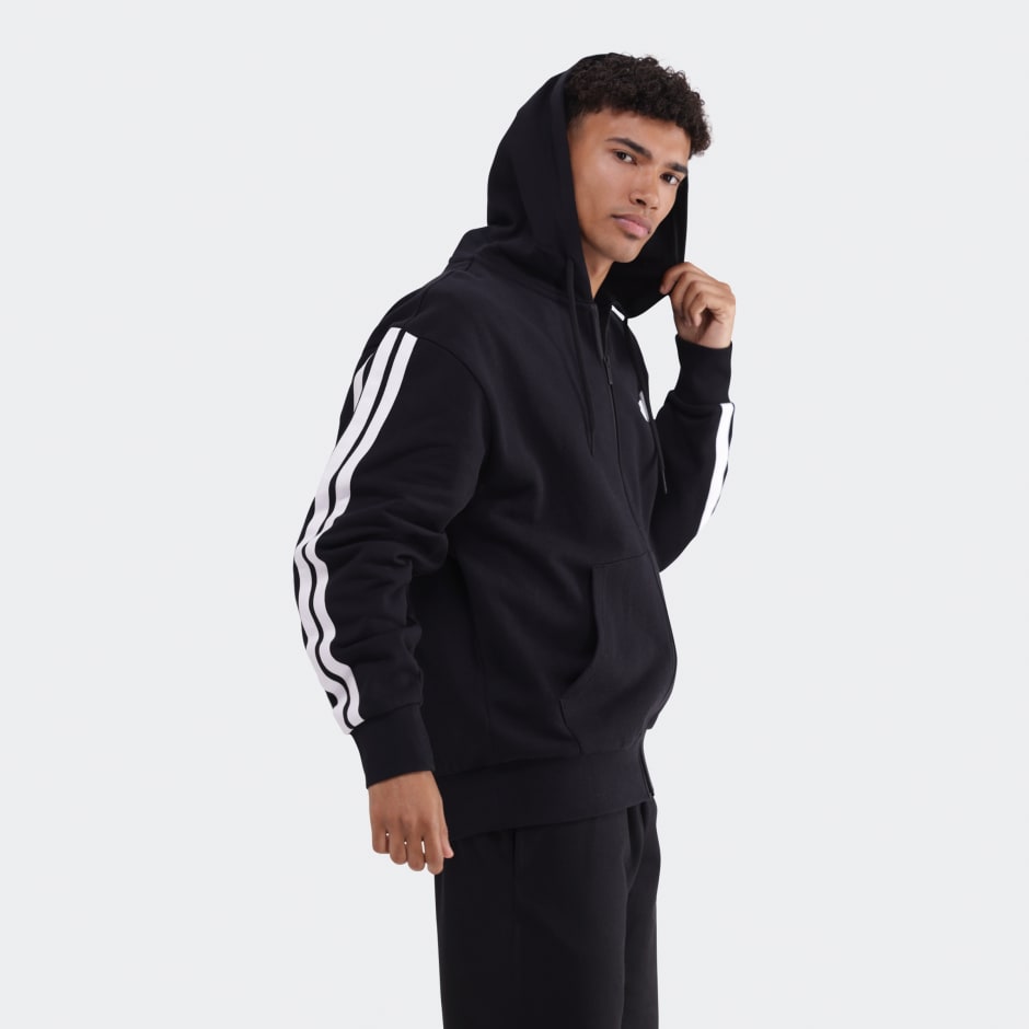 Essentials 3-Stripes French Terry Full-Zip Hoodie