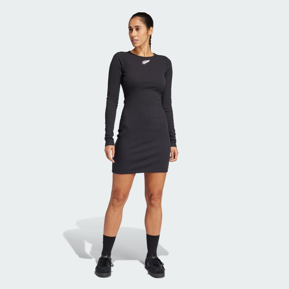 Black Ferns Essentials Rib Long Sleeve Dress