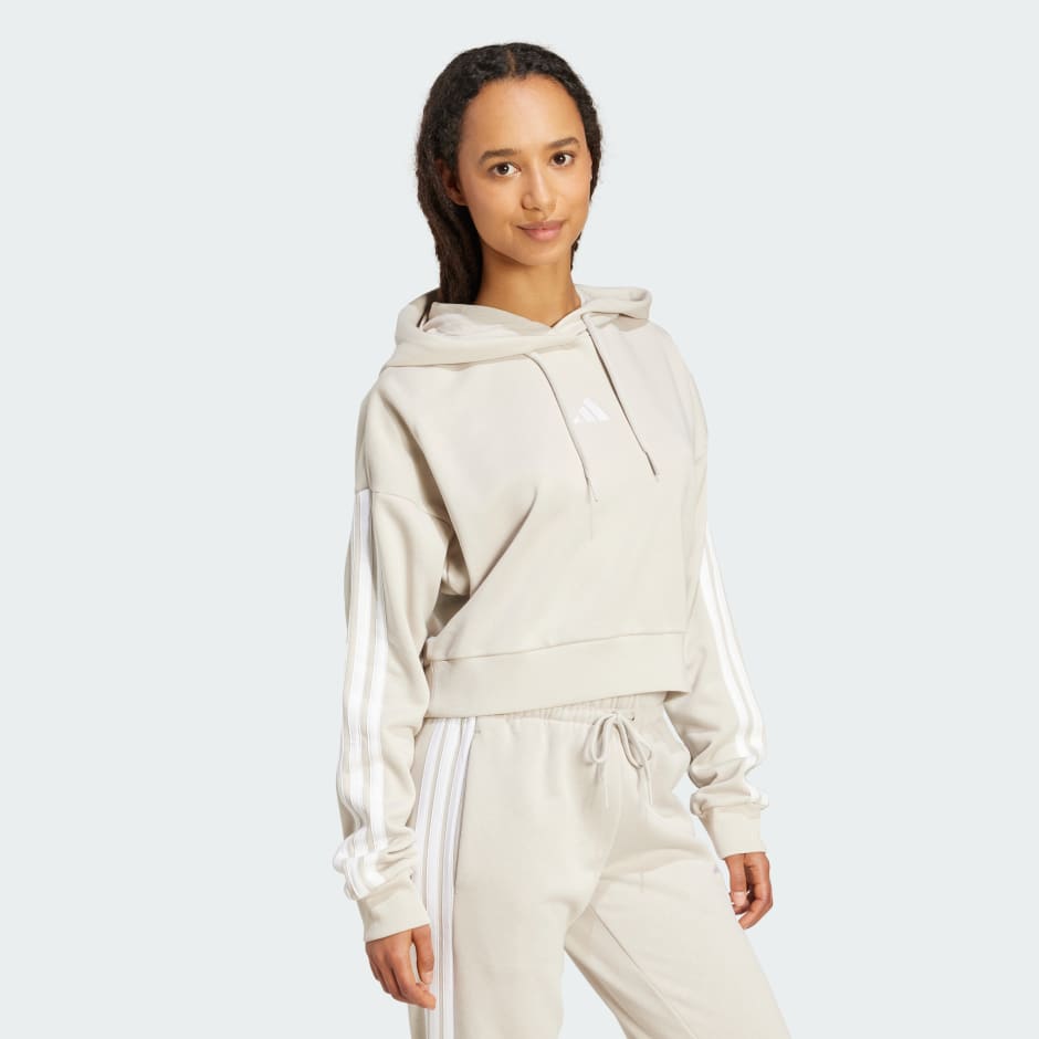 Essentials 3-Stripes French Terry Crop Hoodie