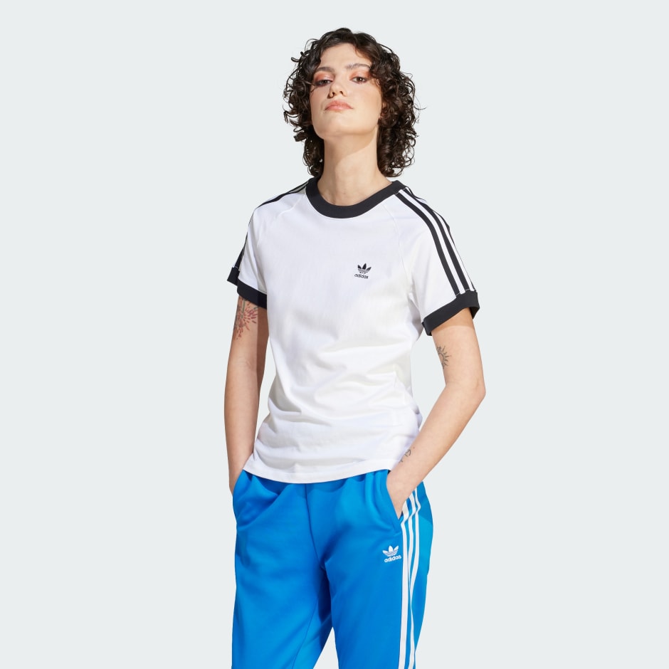 Women's Clothing - Adicolor Classics Slim 3-Stripes Tee - White ...