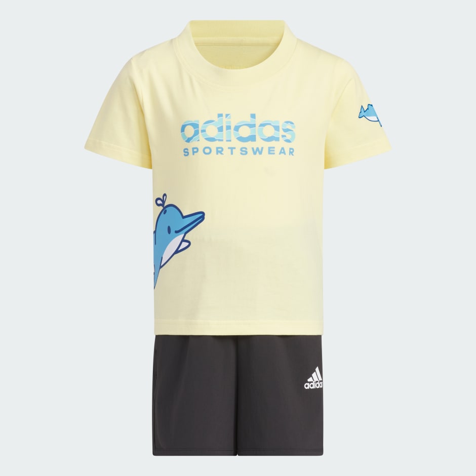 Adidas Knit Tee and Stretchy Woven Shorts Set Kids