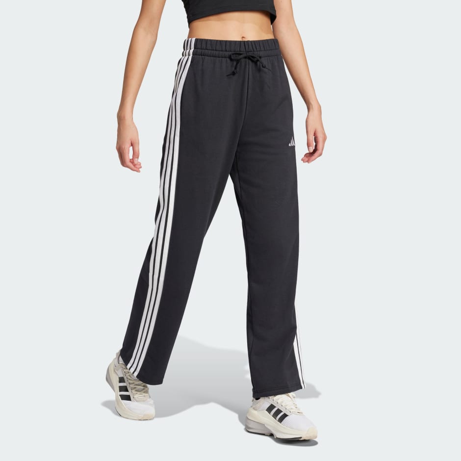 Essentials 3-Stripes Open Hem French Terry Pants