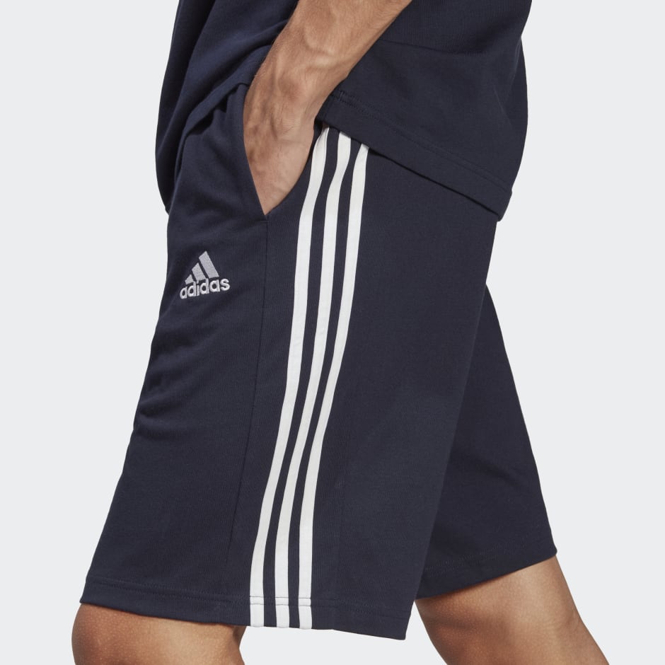 adidas Essentials Single Jersey 3-Stripes Shorts - Blue | adidas UAE