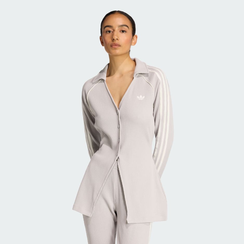 ADIDAS ORIGINALS BUTTON DOWN WAFFLE TOP