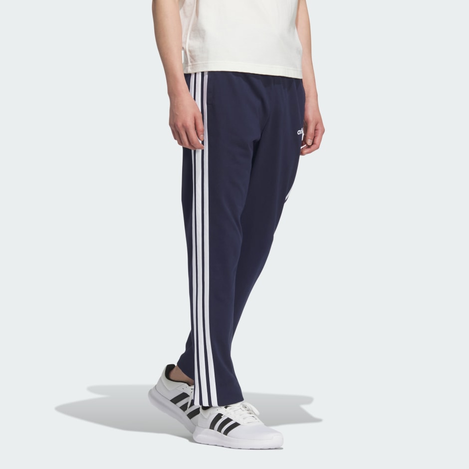 Essentials 3-Stripes Tapered Pants Single Jersey Open Hem
