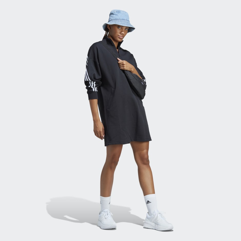 Clothing - Future Icons 3-Stripes Dress - Black | adidas South Africa