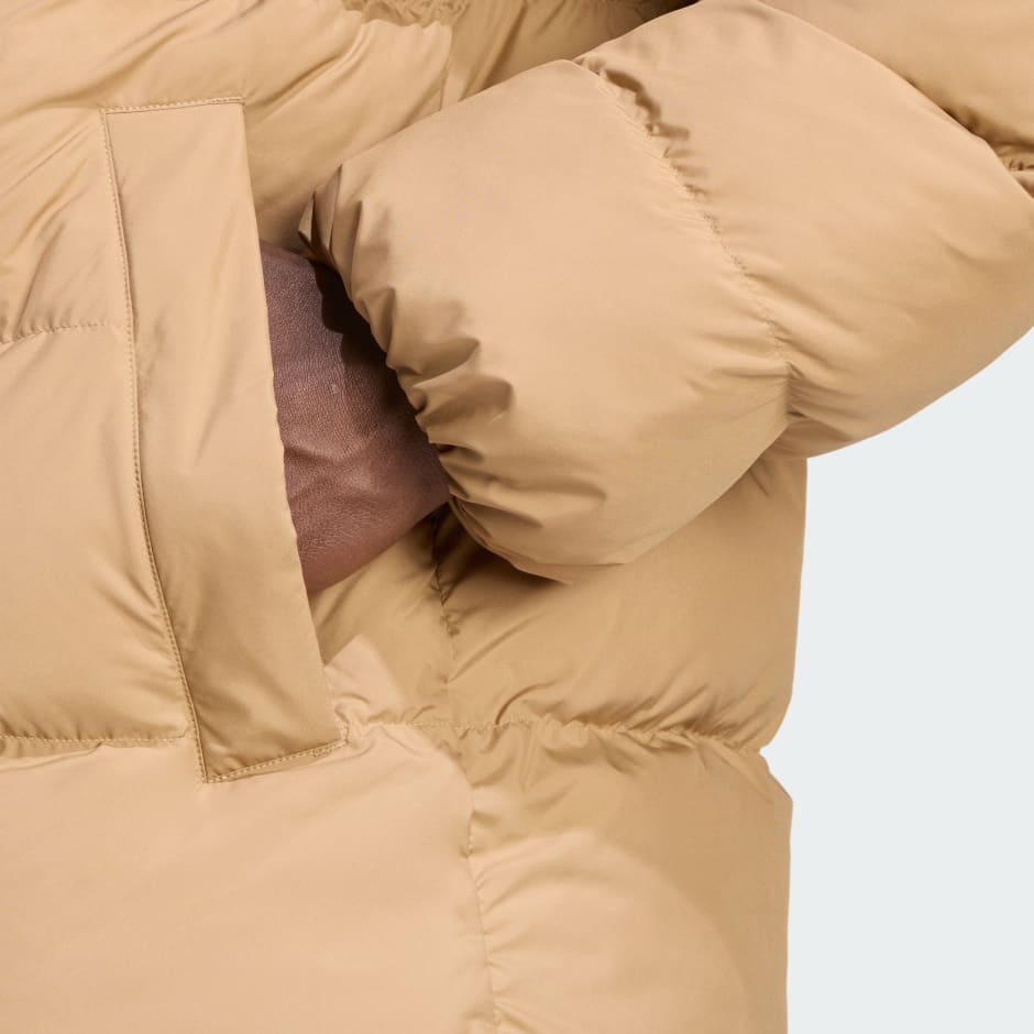 Geacă bufantă cu glugă monocromă