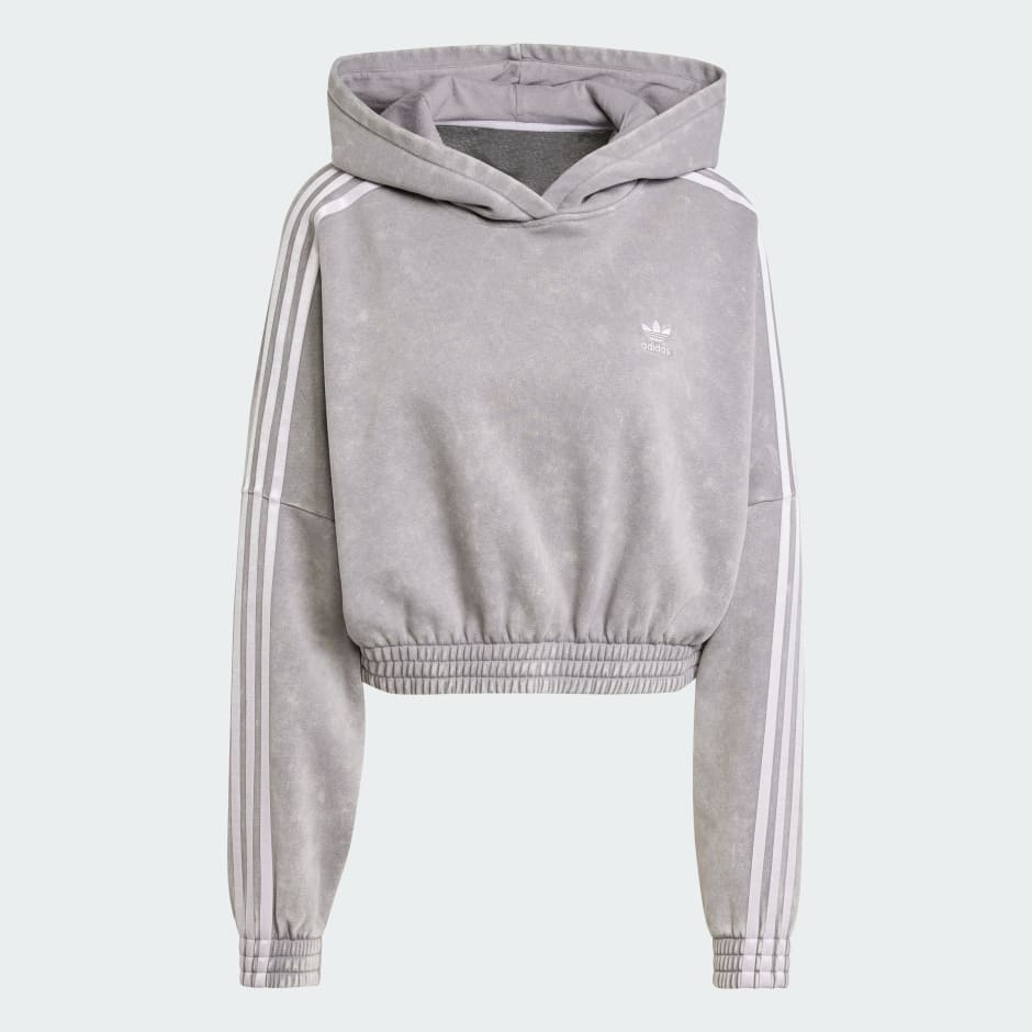 Washed-Out Crop Oversized Zip Hoodie