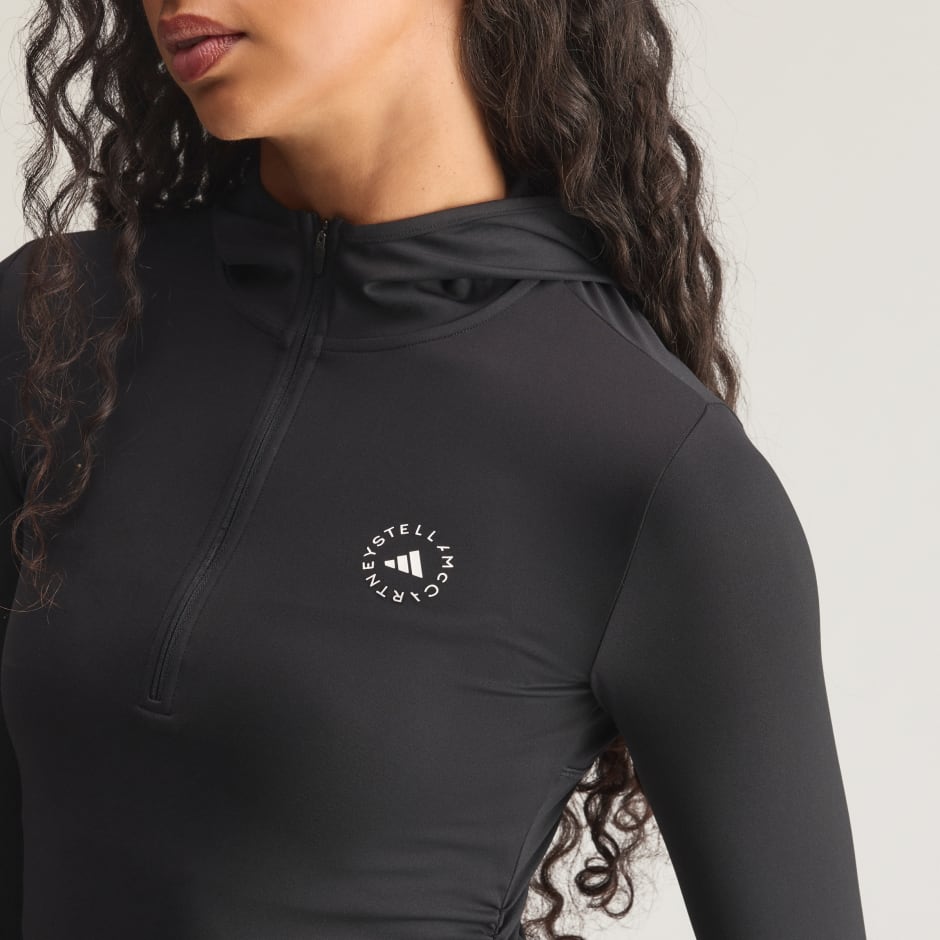 Tricou cu pliuri și m&acirc;necă lungă adidas by Stella McCartney Studio