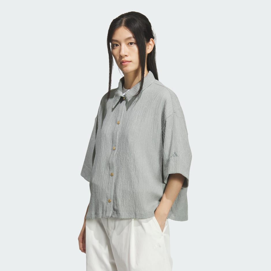 SOFTLUX SHEER LOOSE FIT COLLAR SHIRTS SHORT SLEEVE