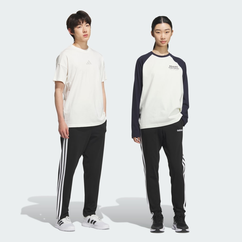 Essentials 3-Stripes Tapered Pants Single Jersey Open Hem