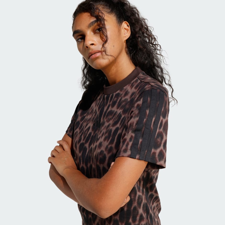 Seasonal Essentials Leopard Print T-Shirt with 3-Stripes