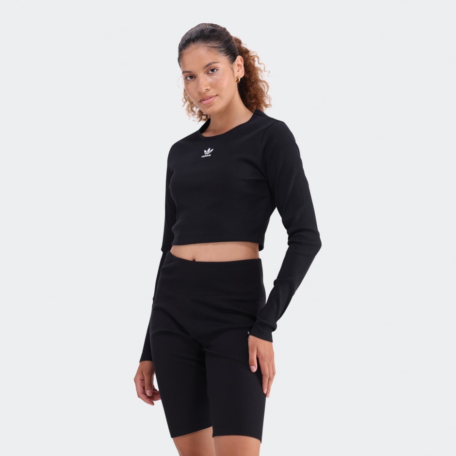 Essentials Ribbed Crop Long Sleeve Long-Sleeve Top