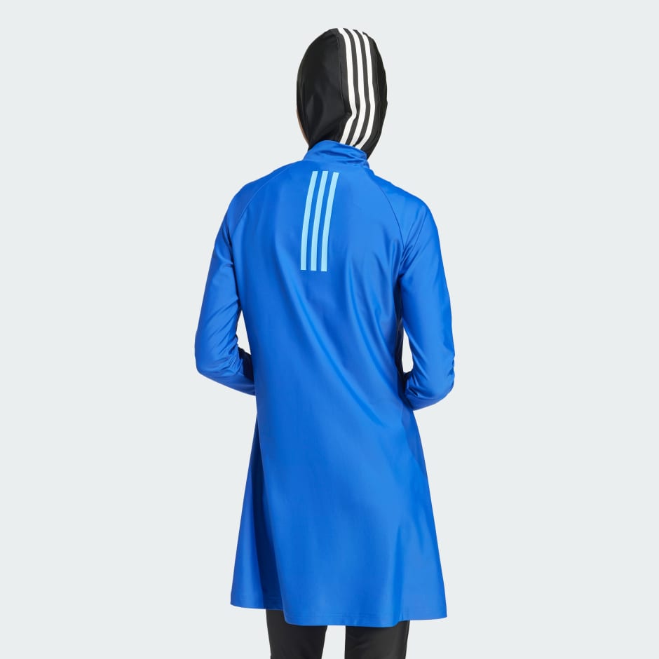 adidas 3-Stripes Long Sleeve Swim Top - Blue