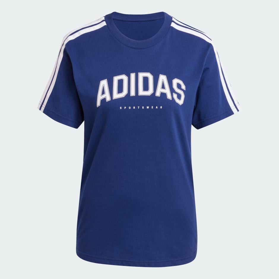 CLOTHING - Lounge Soft-Side Graphic Tee - Blue | adidas Oman