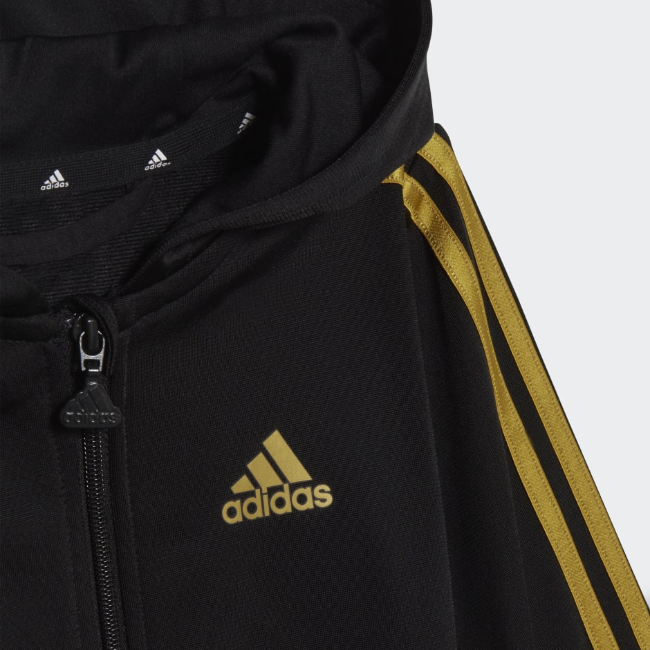 adidas Shiny Hooded Track Black | adidas QA