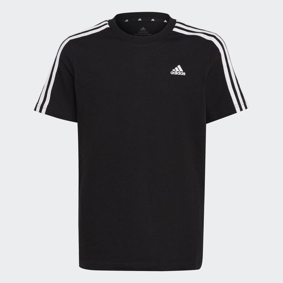 adidas Essentials 3-Stripes Cotton Tee - Black | adidas UAE