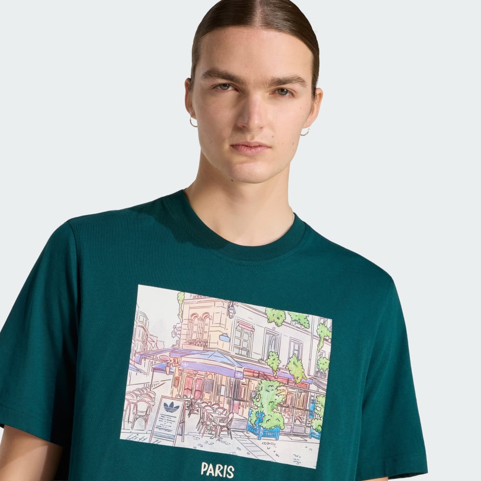 TRICOU CU IMPRIMEU GRAFIC PAINTING PARIS STREET VIEW