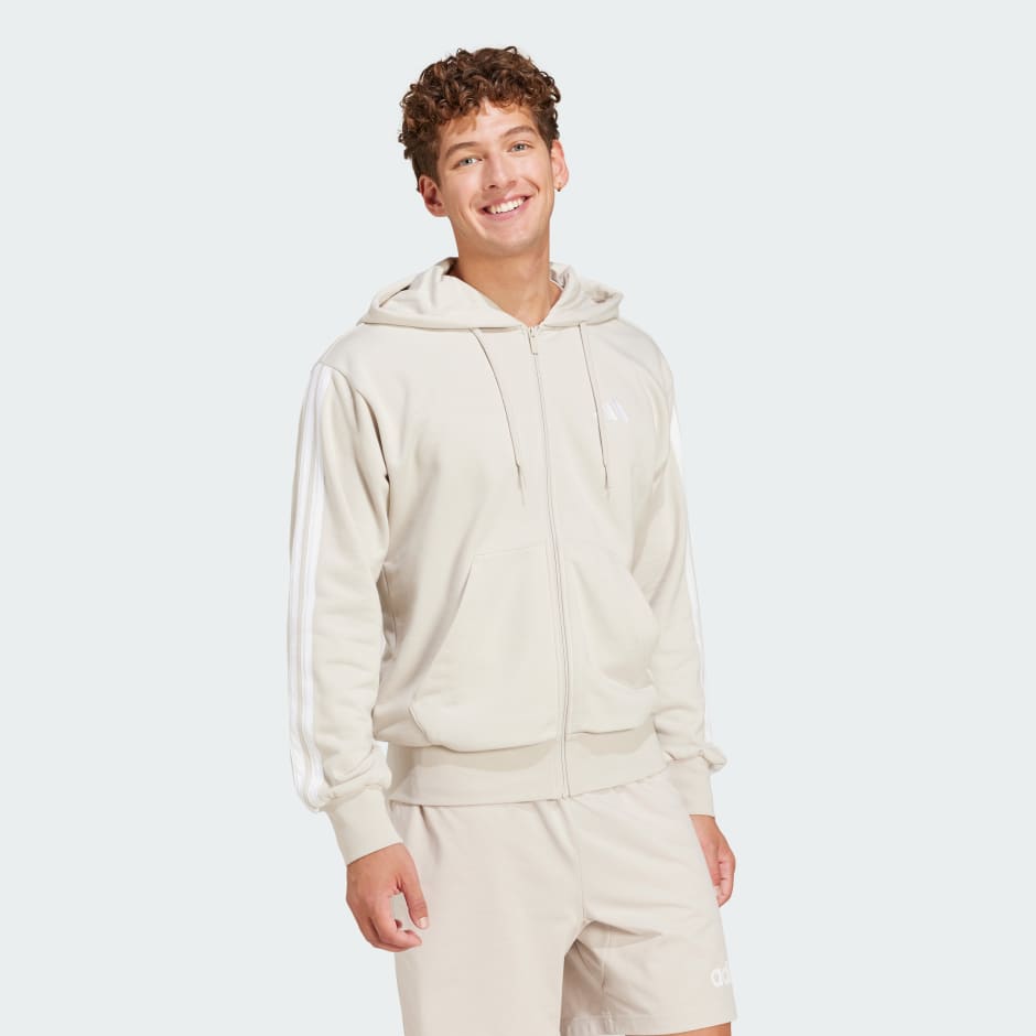جاكيت بقبعة Essentials 3-Stripes French Terry