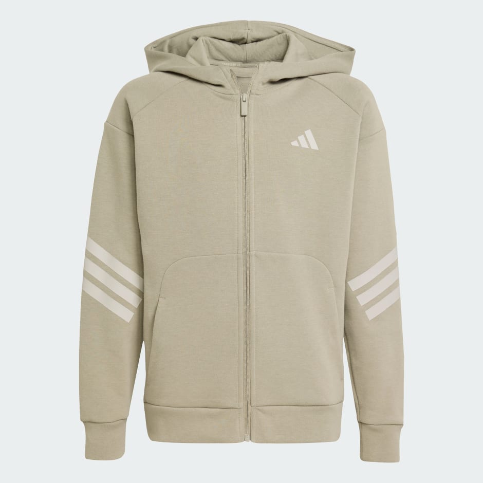 ז'קט אימון עם קפוצ'ון לילדים Future Icons 3-Stripes Full-Zip