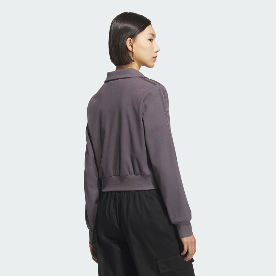 Ribbed Collar Full-Zip Track Top