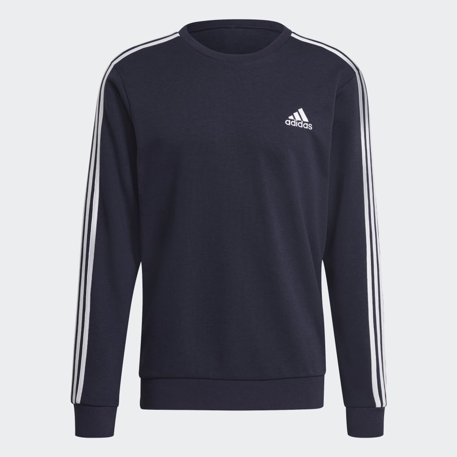 adidas Essentials French Terry 3-Stripes Sweatshirt - Blue | adidas UAE