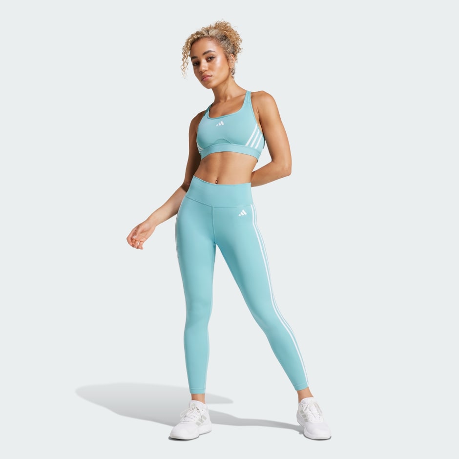 Colanți 7/8 cu talie &icirc;naltă și 3 dungi Train Essentials