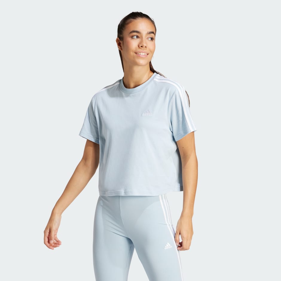 Adidas Essentials 3-Stripes Single Jersey Crop Top
