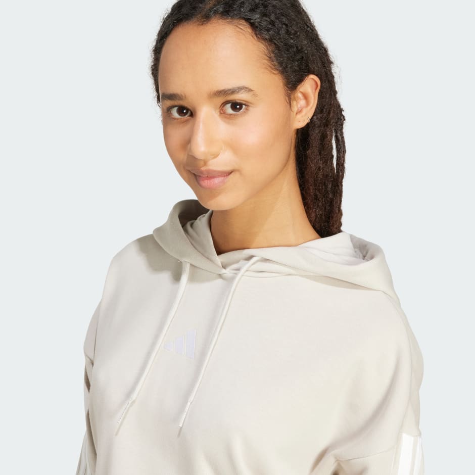 Essentials 3-Stripes French Terry Crop Hoodie