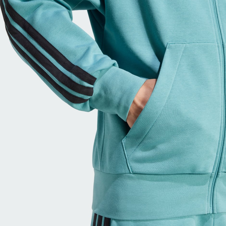 Majica s kapuljačom od francuskog frotira s patentnim zatvaračem i tri pruge Essentials