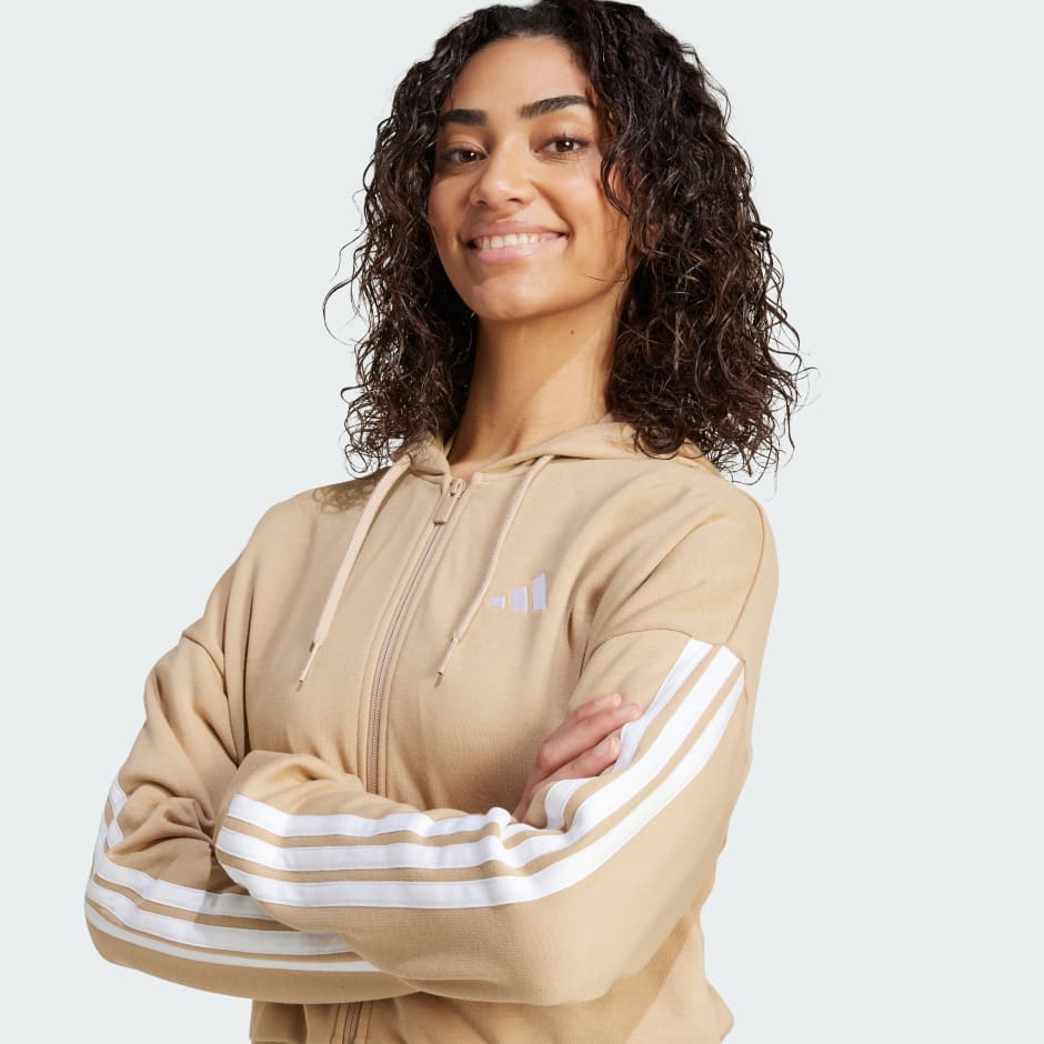 جاكيت بقبعة Essentials 3-Stripes French Terry